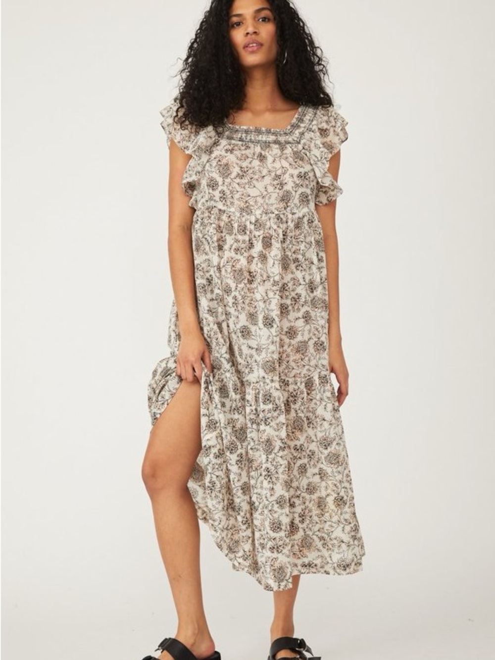 Free People Cream Maxi Dress with Floral Print